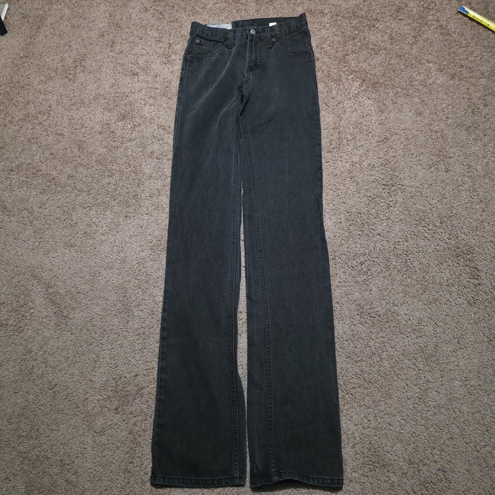 John B. Stetson Riveted Denim Slim Striaght Leg Jeans Black Faded Pants 26 x 40